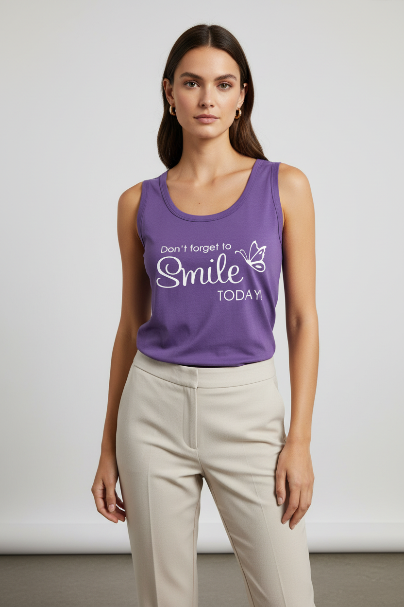 Naminal Print Casual Tanktop (Regular) - D.Purple