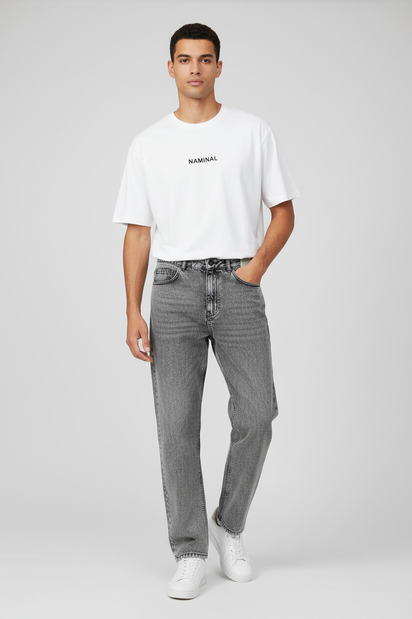 Naminal Jeans Casual Pants (Wide Leg) - Grey