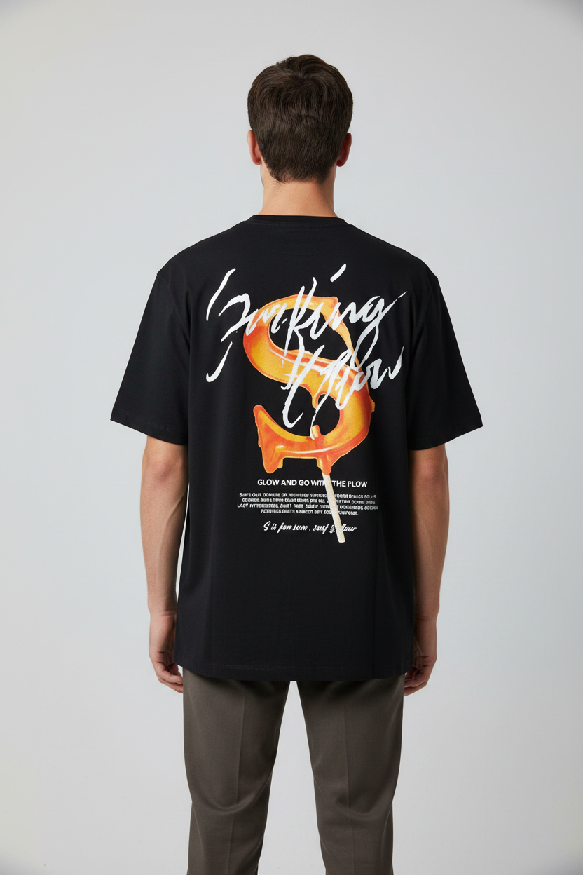 Naminal Print Casual T-Shirt (Regular) - Black