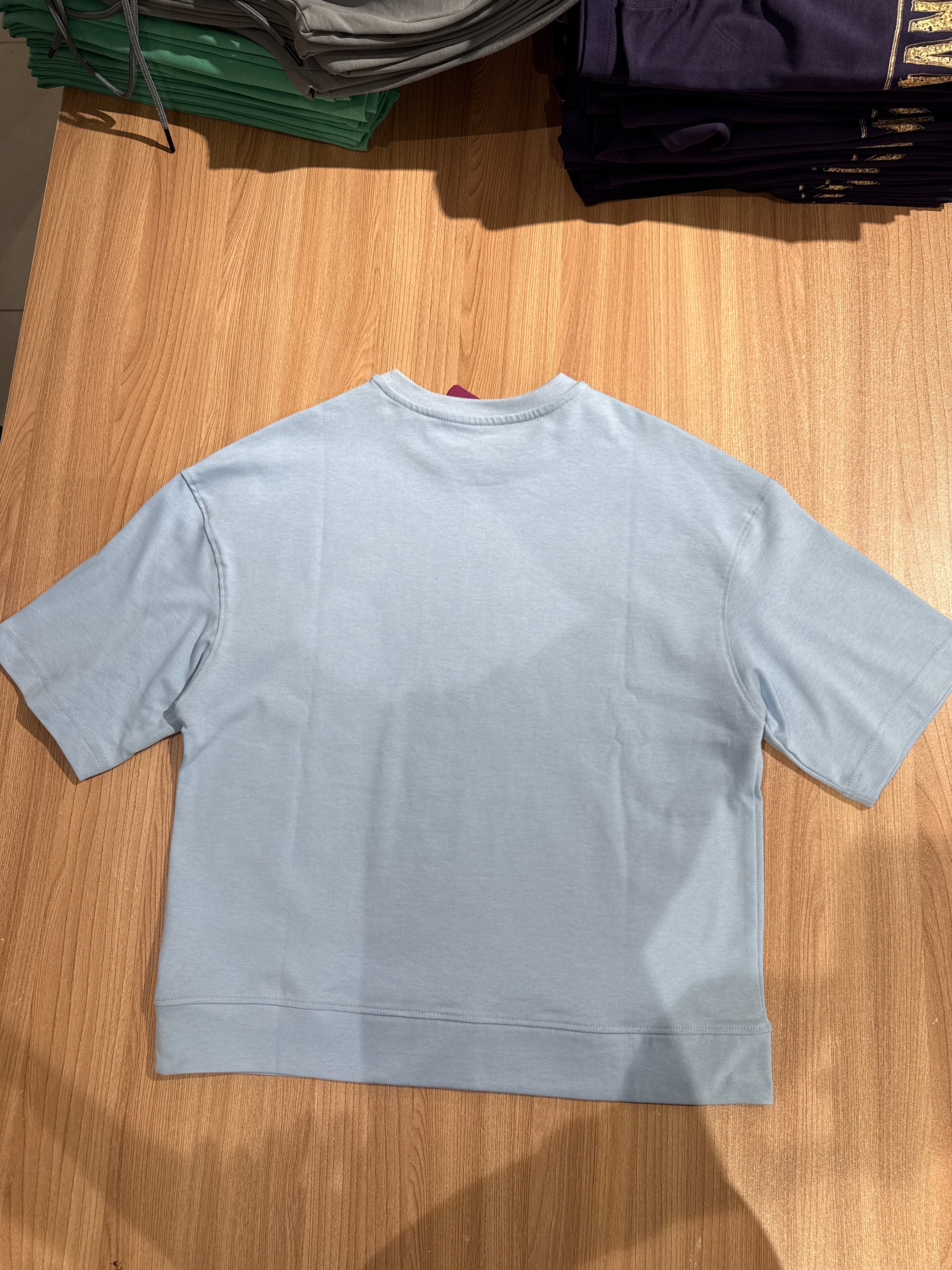 Naminal Basic R.Neck Crop-top (Relax) - BabyBlue