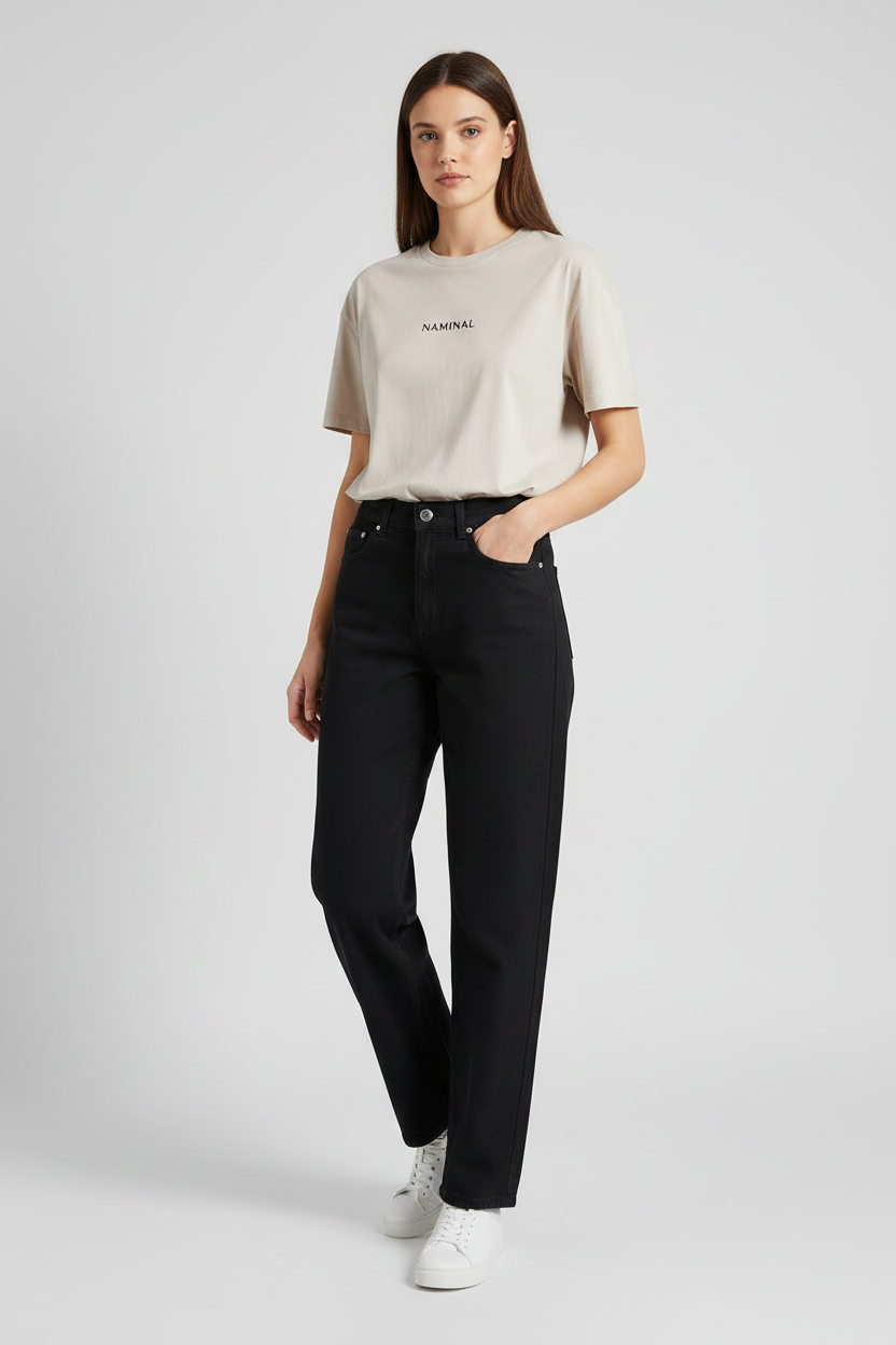 Naminal Denim Casual Pants (Wide Leg) - Black