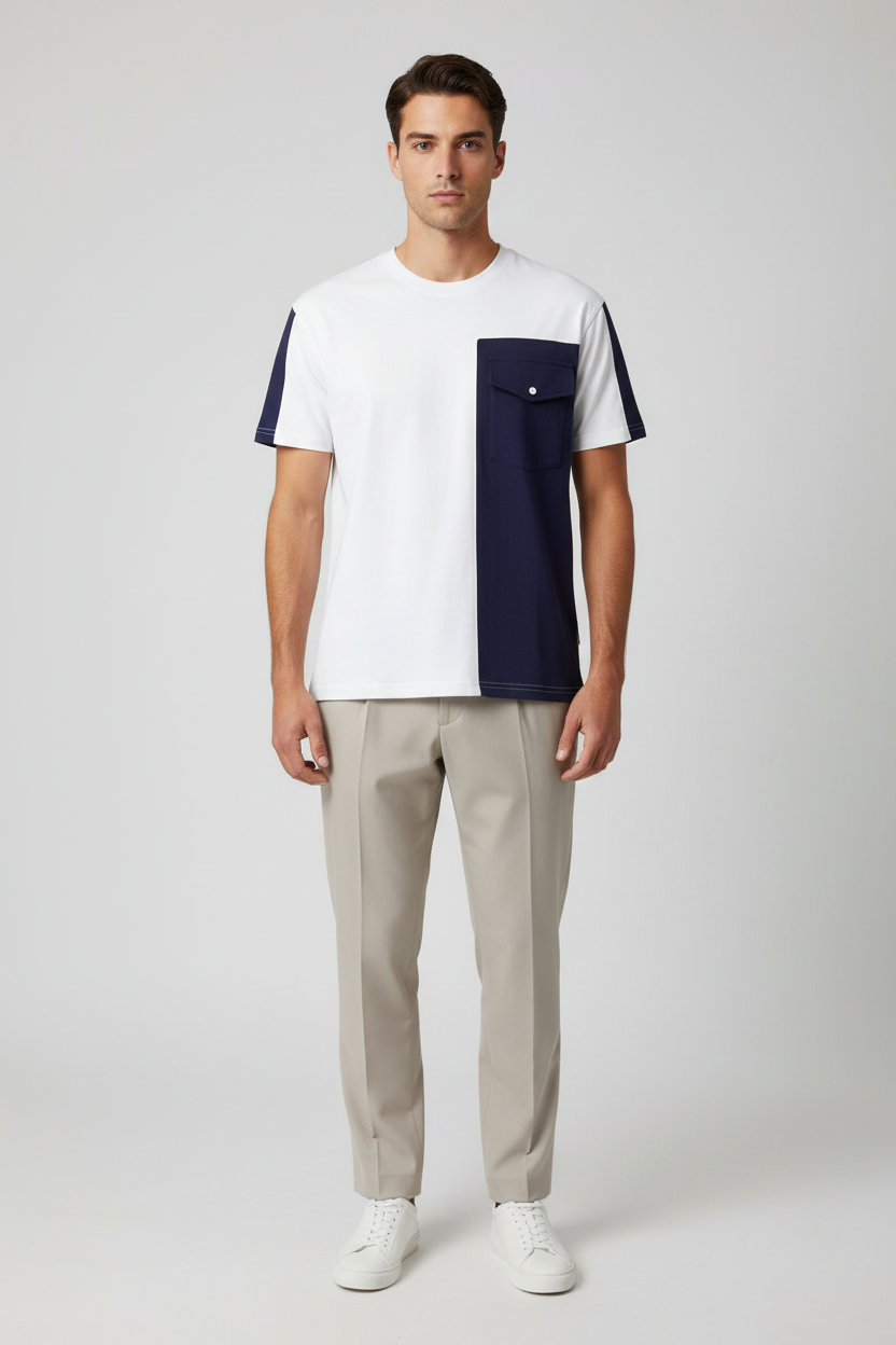 Naminal Crow R.Neck T-Shirt (Oversize) - White*Navy