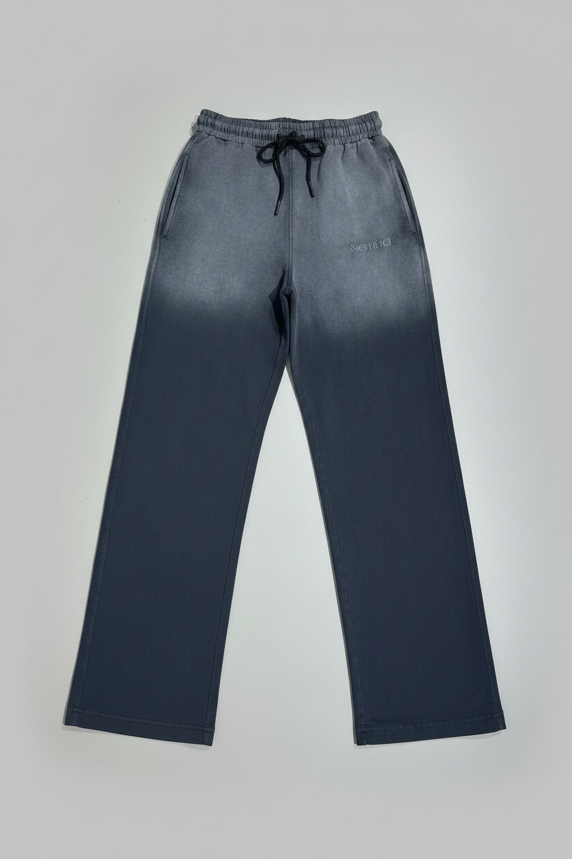 Naminal Acid-Wash Casual Sweatpants (Wide Leg) - Black