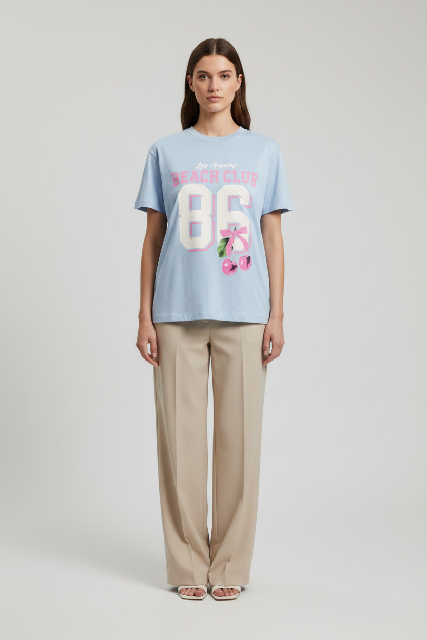Naminal Graphic R.Neck T-Shirt (Oversize) - L.Blue