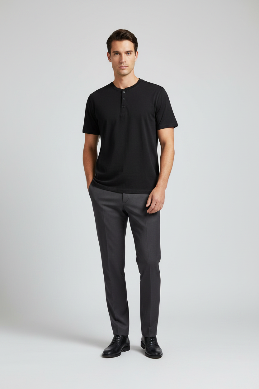 Naminal Print R.Neck T-Shirt (Regular) - Black