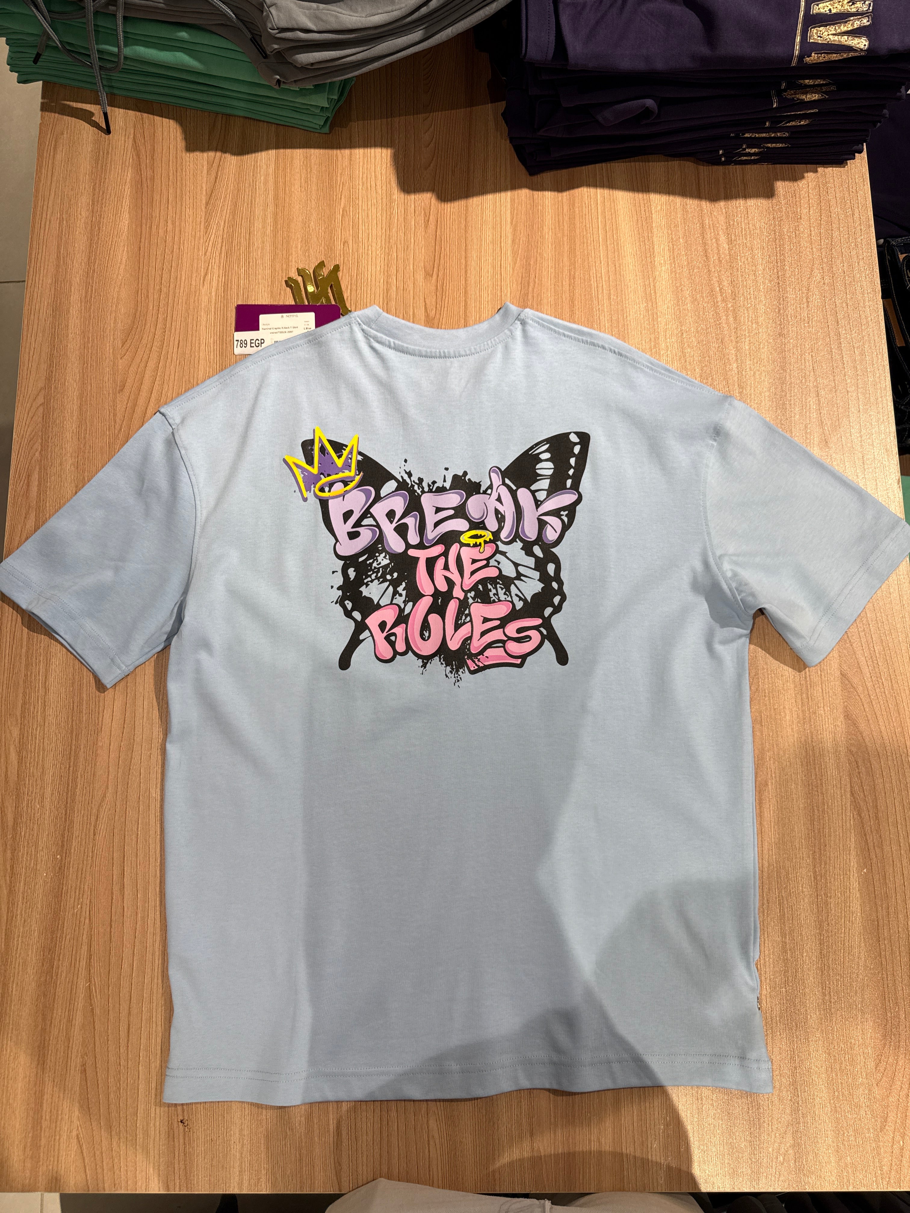 Naminal Graphic R.Neck T-Shirt (Oversize) - L.Blue