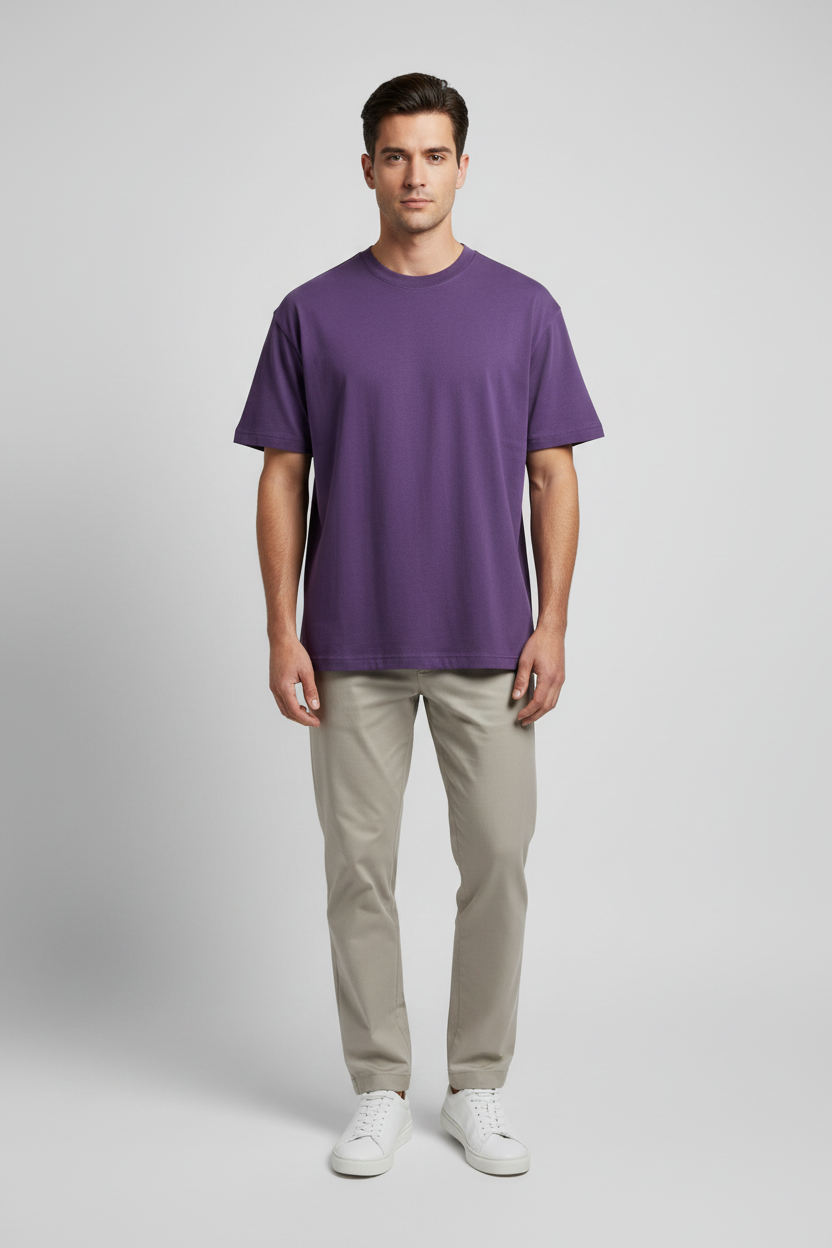 Naminal Basic R.Neck T-Shirt (Oversize) - D.Purple