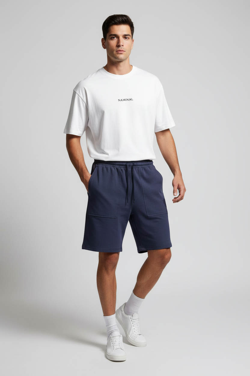 Naminal Print Capri Short (Oversize) - Navy