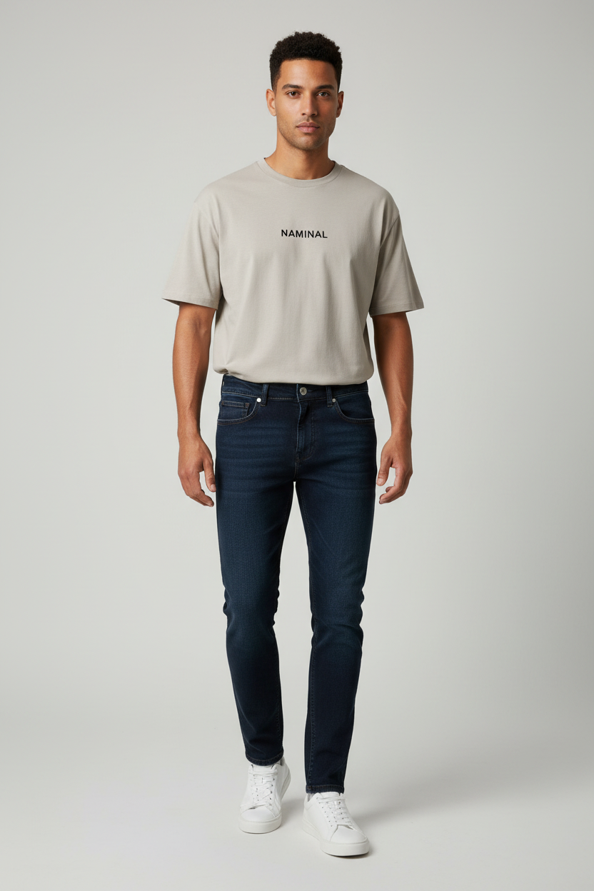 Naminal Denim Casual Pants (Straight) - Blue*Black