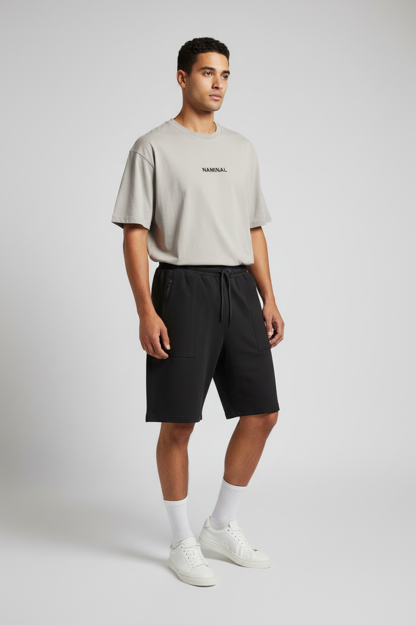 Naminal Basic Zipper Short (Oversize) - Black