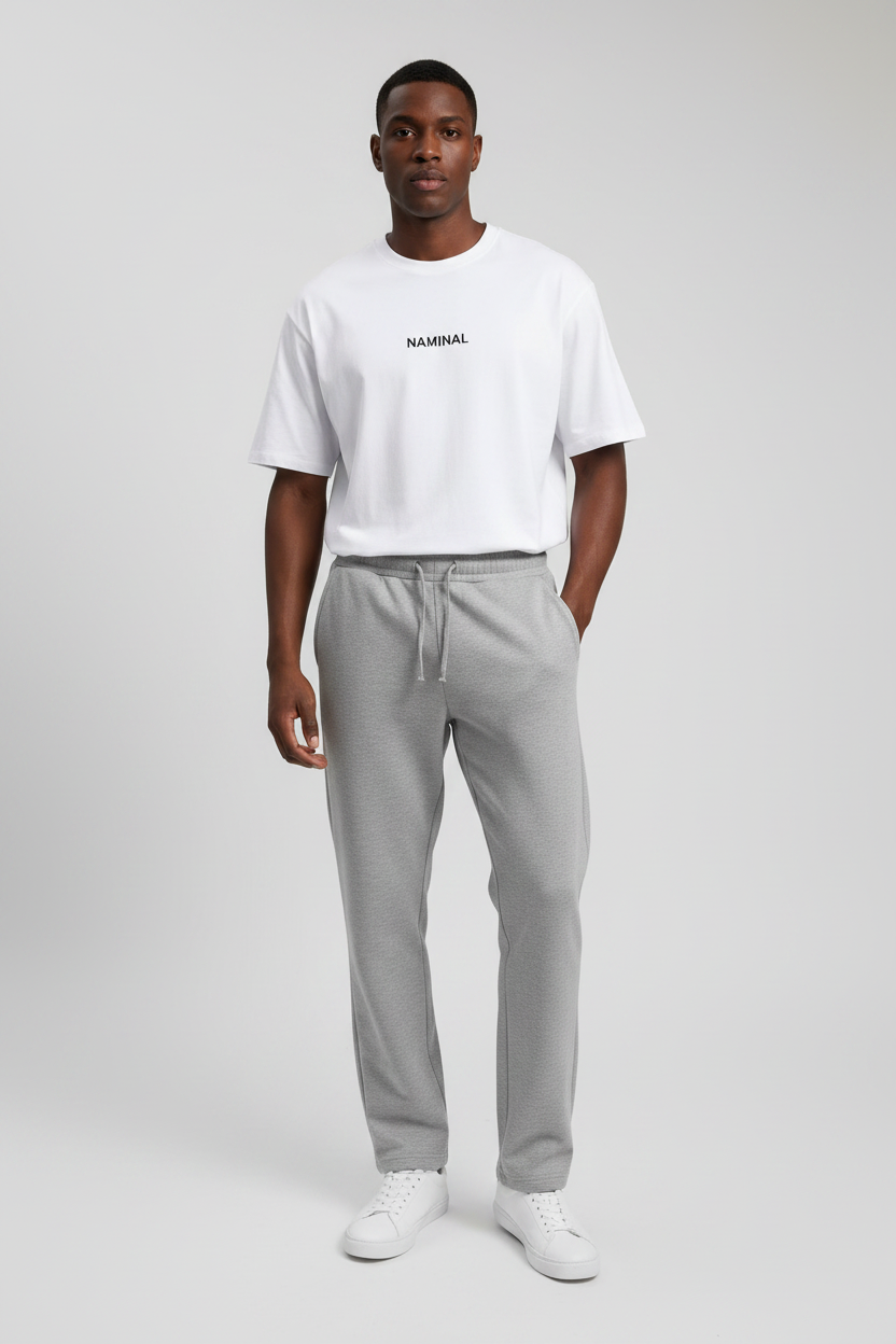 Naminal Basic Casual Pants (Wide Leg) - Grey