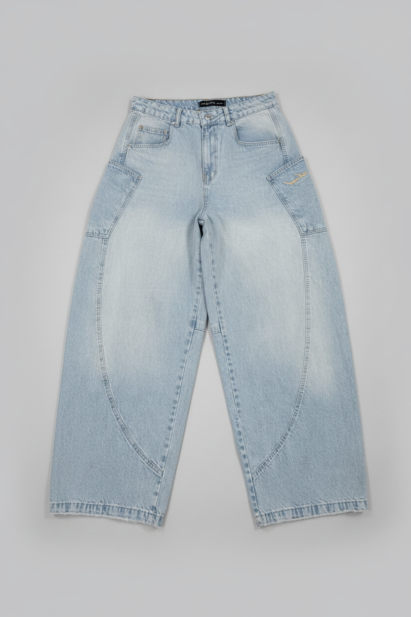 Naminal EMB Casual pants (Wide Leg) - SkyBlue