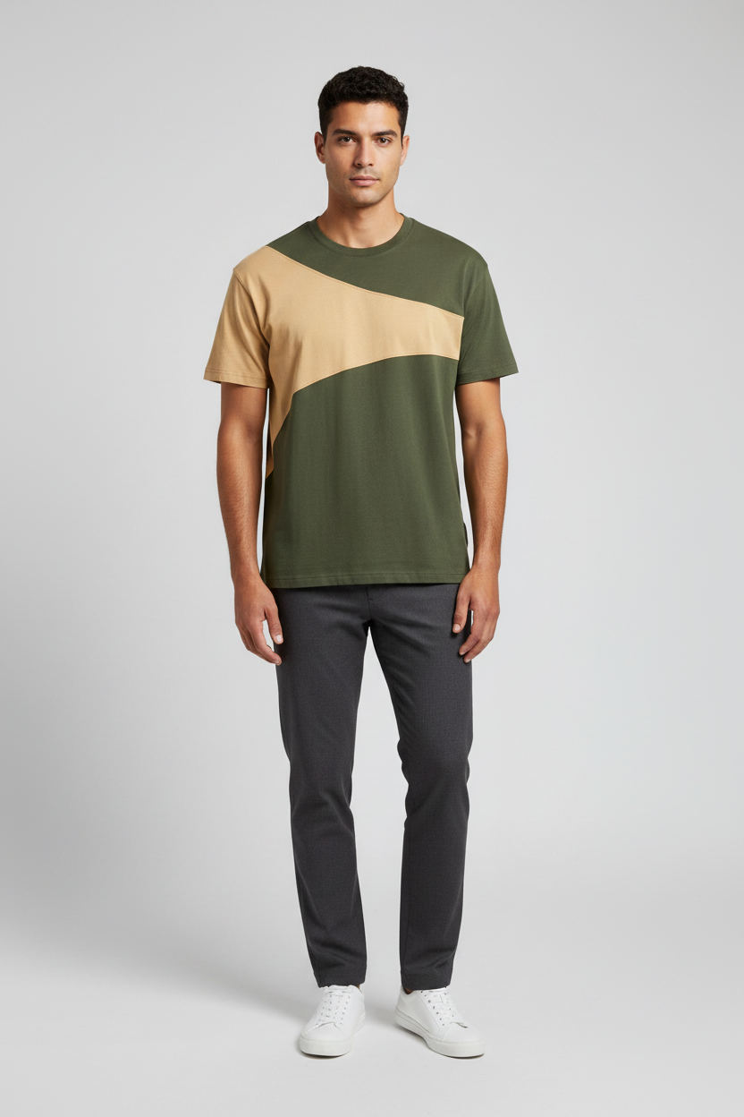 Naminal Crow R.Neck T-Shirt (Oversize) - Olive*Beige