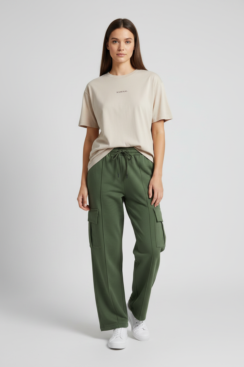 Naminal Basic Casual Pants (Wide Leg) - Olive