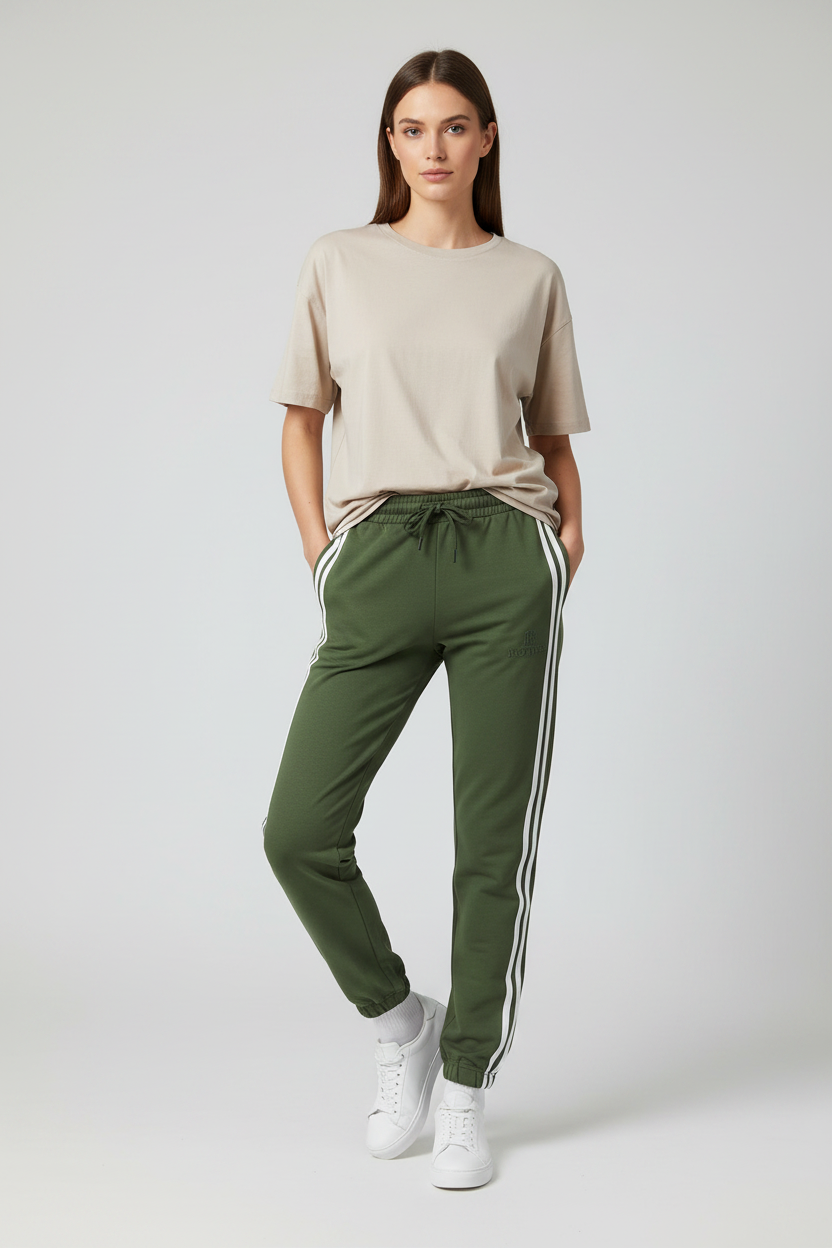 Naminal Graphic Casual Pants (Wide Leg) - Olive