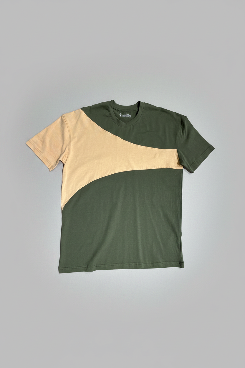 Naminal Crow R.Neck T-Shirt (Oversize) - Olive*Beige