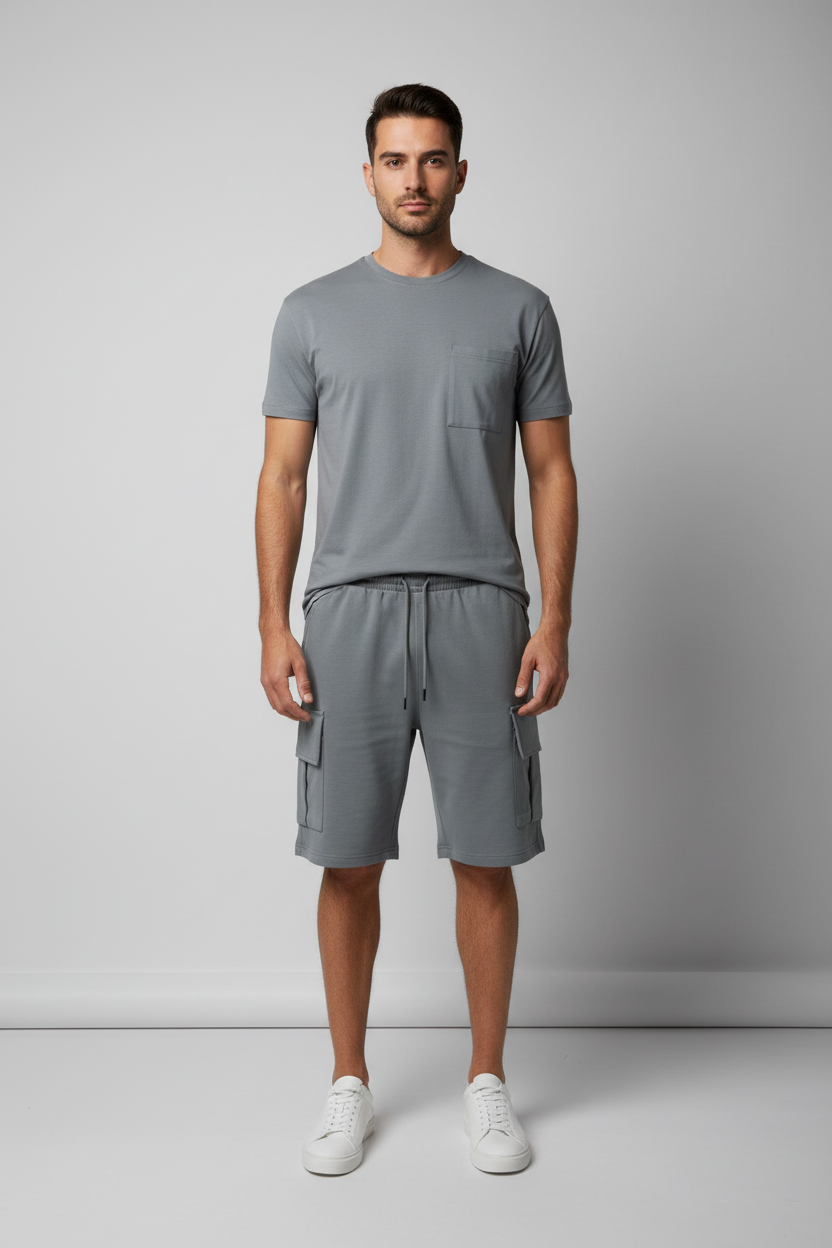 Naminal Print R.Neck Set (Oversize) - Gray
