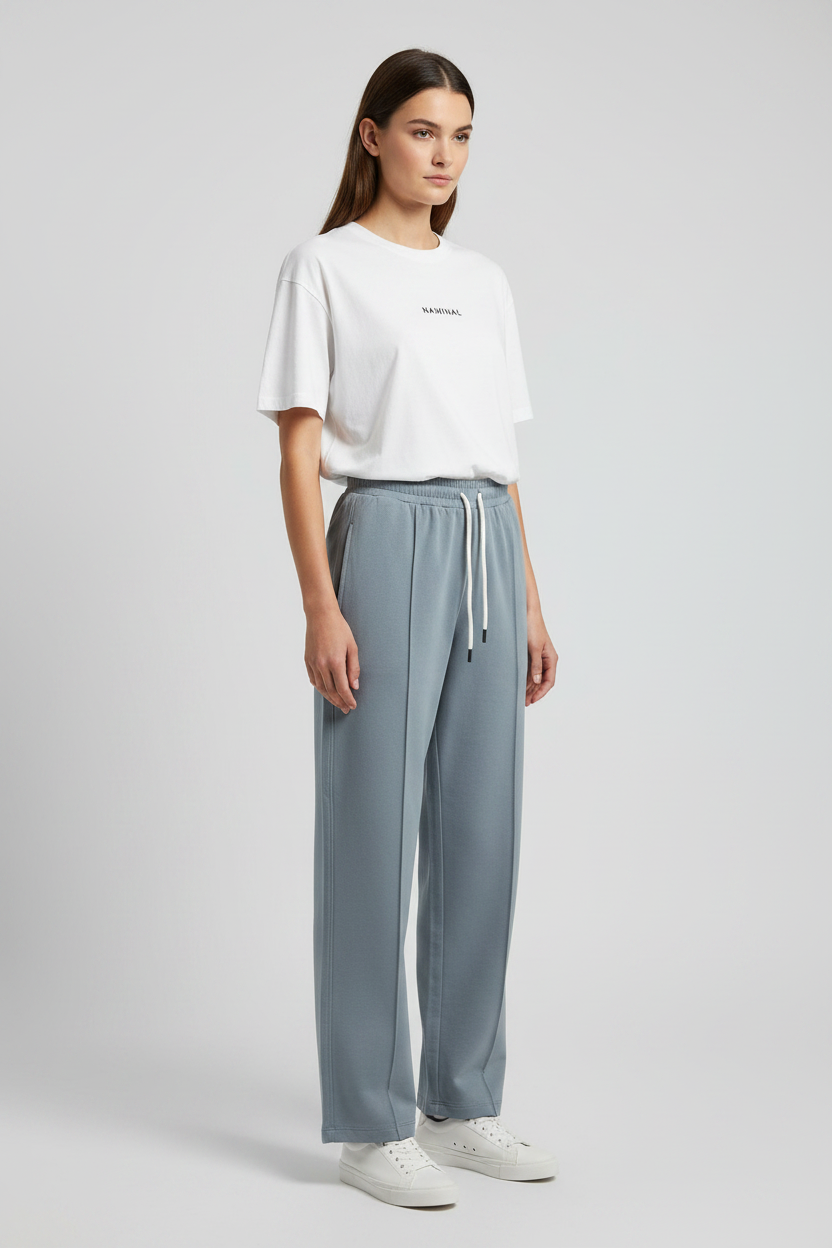 Naminal Basic Casual Pants (Wide Leg) - Grey