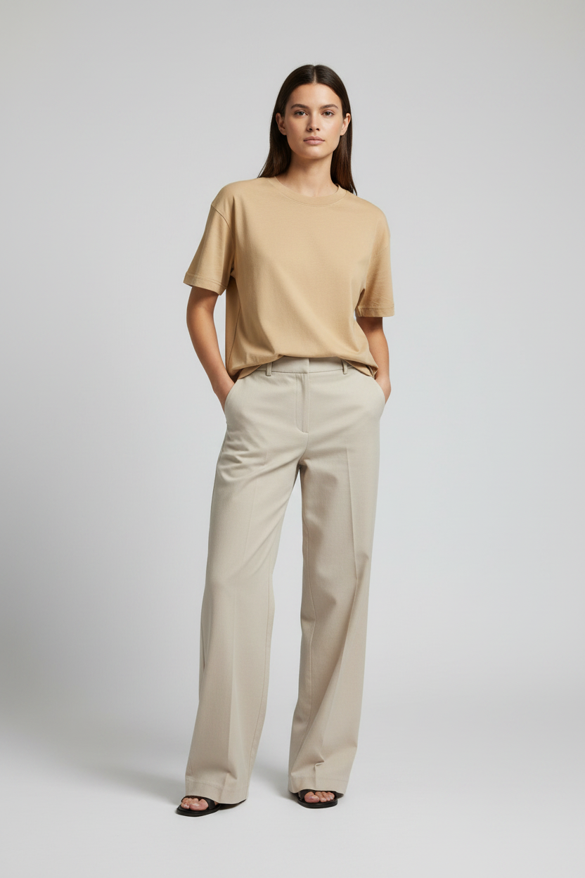 Naminal Basic R.Neck T-Shirt (Oversize) - Beige