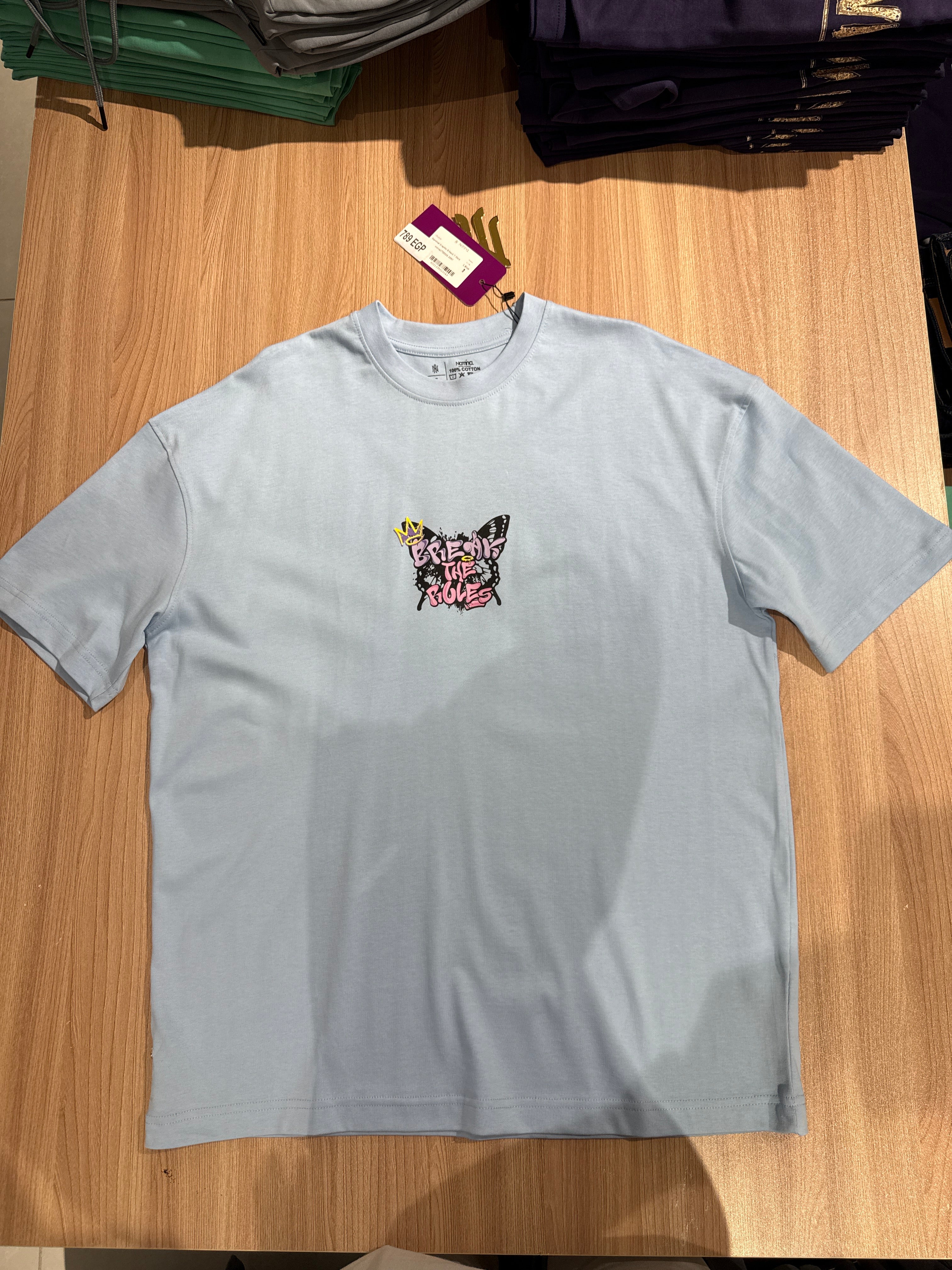 Naminal Graphic R.Neck T-Shirt (Oversize) - L.Blue