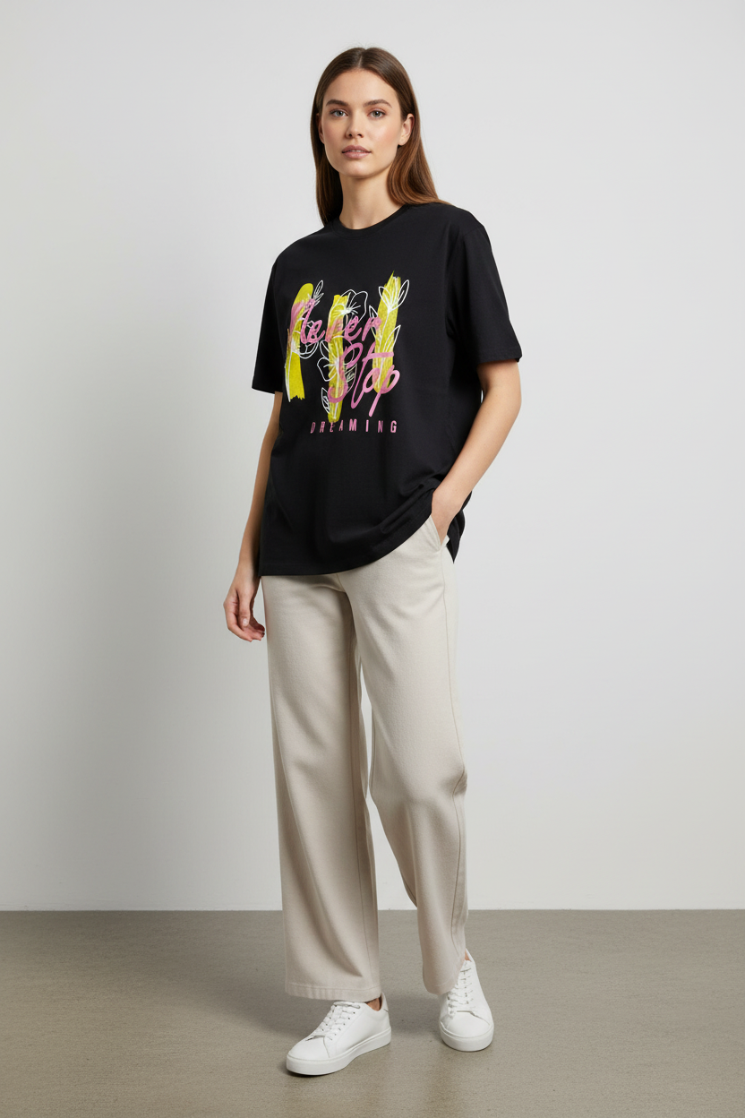Naminal Graphic Casual T-Shirt (Regular) - Black