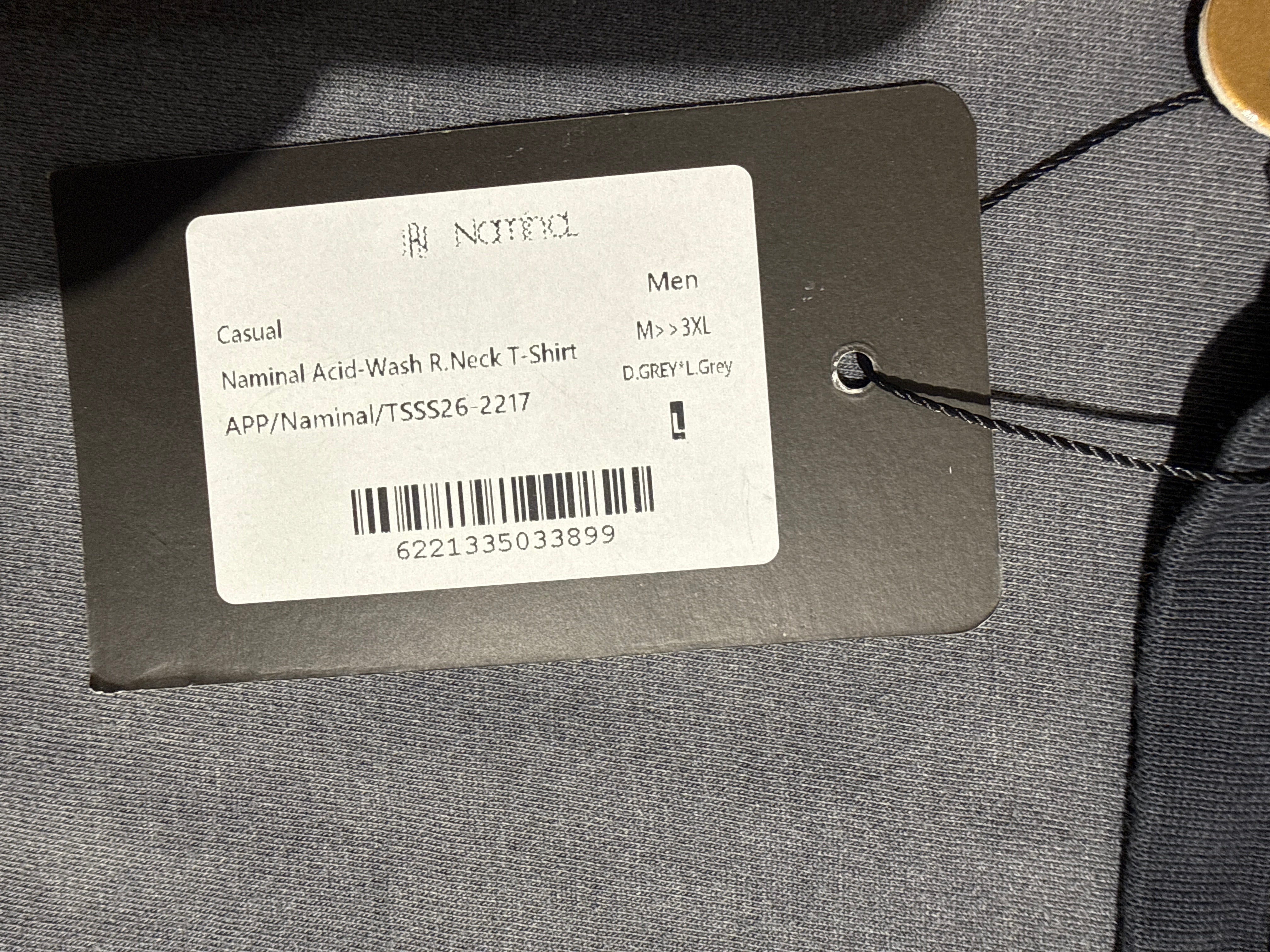 Naminal Acid-Wash R.Neck T-Shirt (Regular) - D.GREY*L.Grey