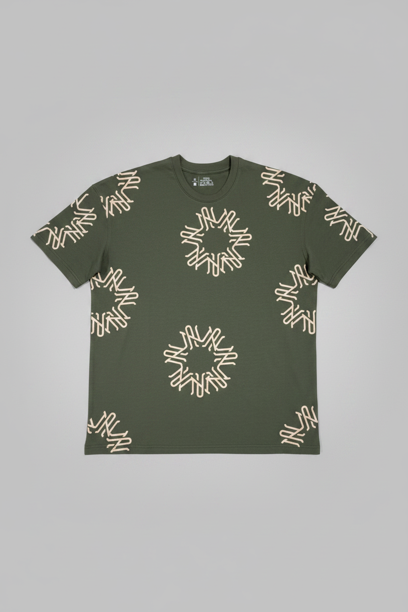 Naminal Print R.Neck Set (Oversize) - Olive
