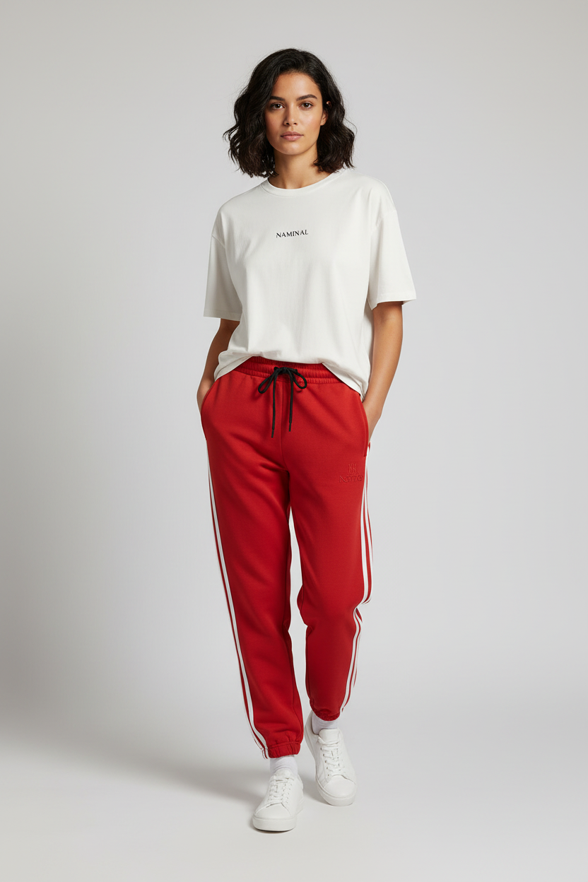 Naminal Graphic Casual Pants (Wide Leg) - Red