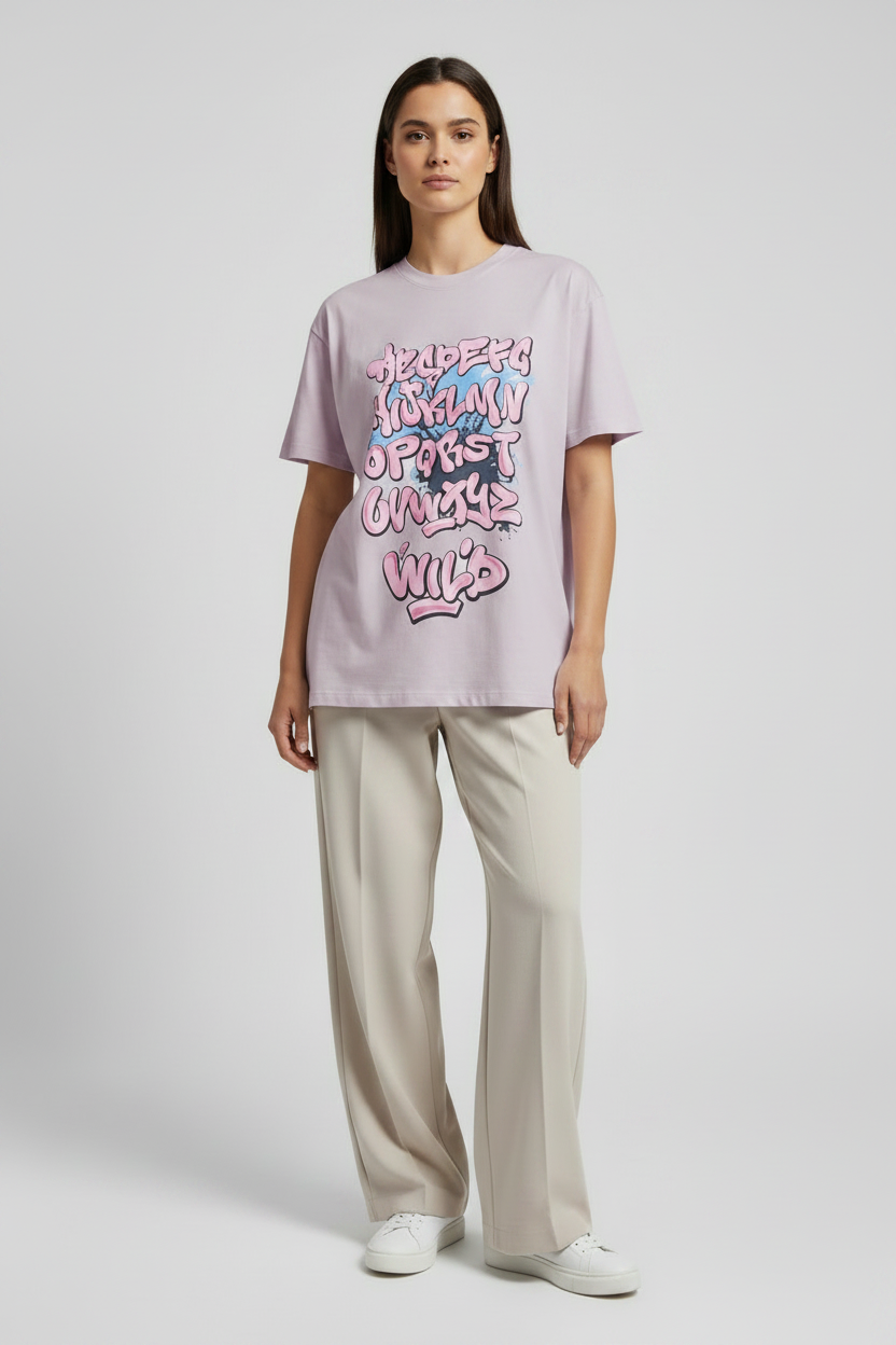 Naminal Graphic R.Neck T-Shirt (Oversize) - Lavender