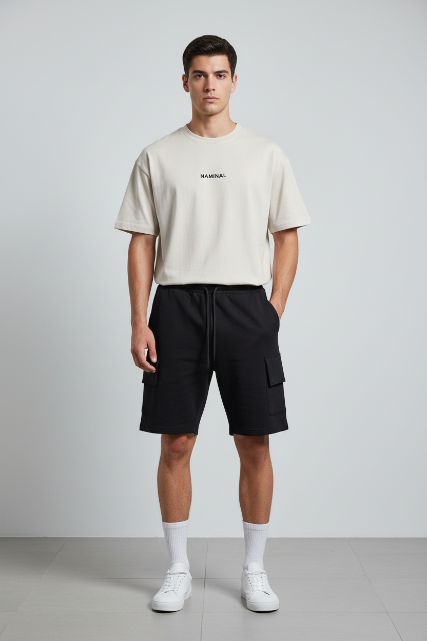 Naminal Pocket Capri Short (Oversize) - Black