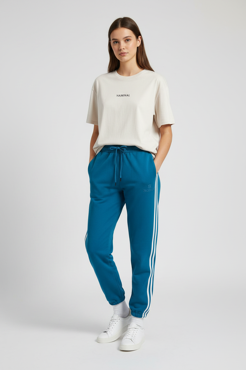 Naminal Graphic Casual Pants (Wide Leg) - Blue