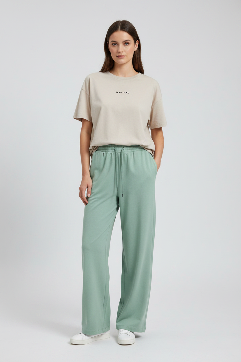 Naminal Basic Casual Pants (Wide Leg) - Mint