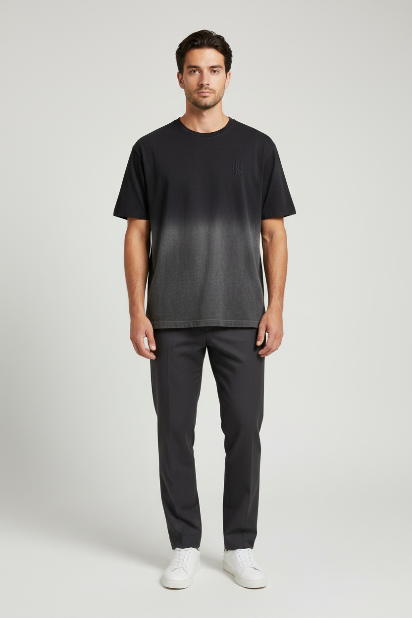 Naminal Acid-Wash R.Neck T-Shirt (Regular) - D.GREY*L.Grey