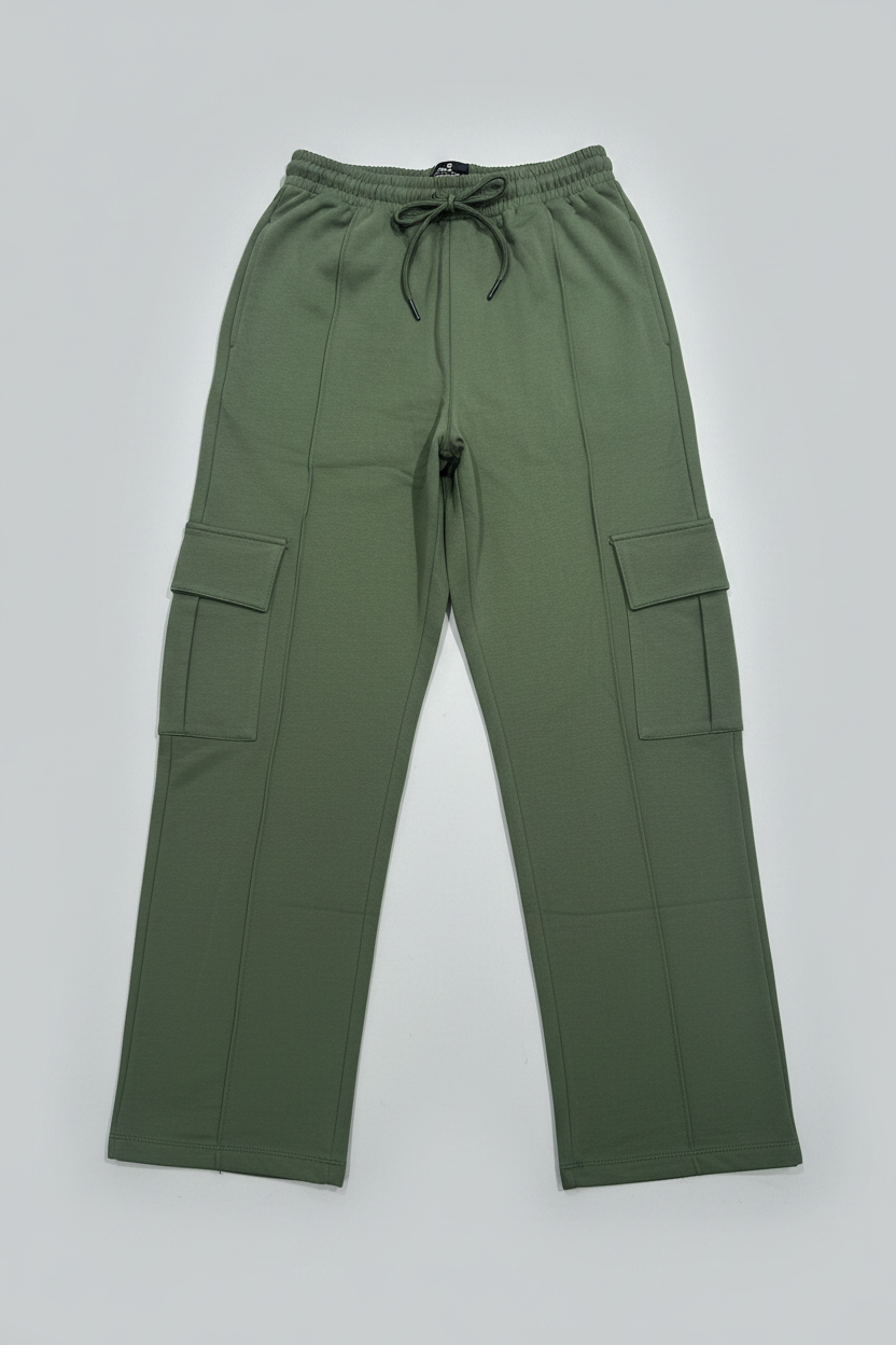 Naminal Basic Casual Pants (Wide Leg) - Olive
