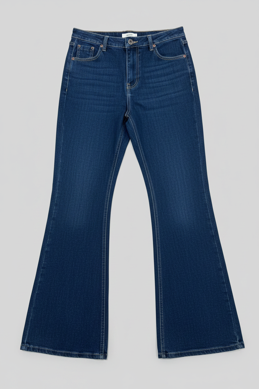 Blue jeans on a light gray background