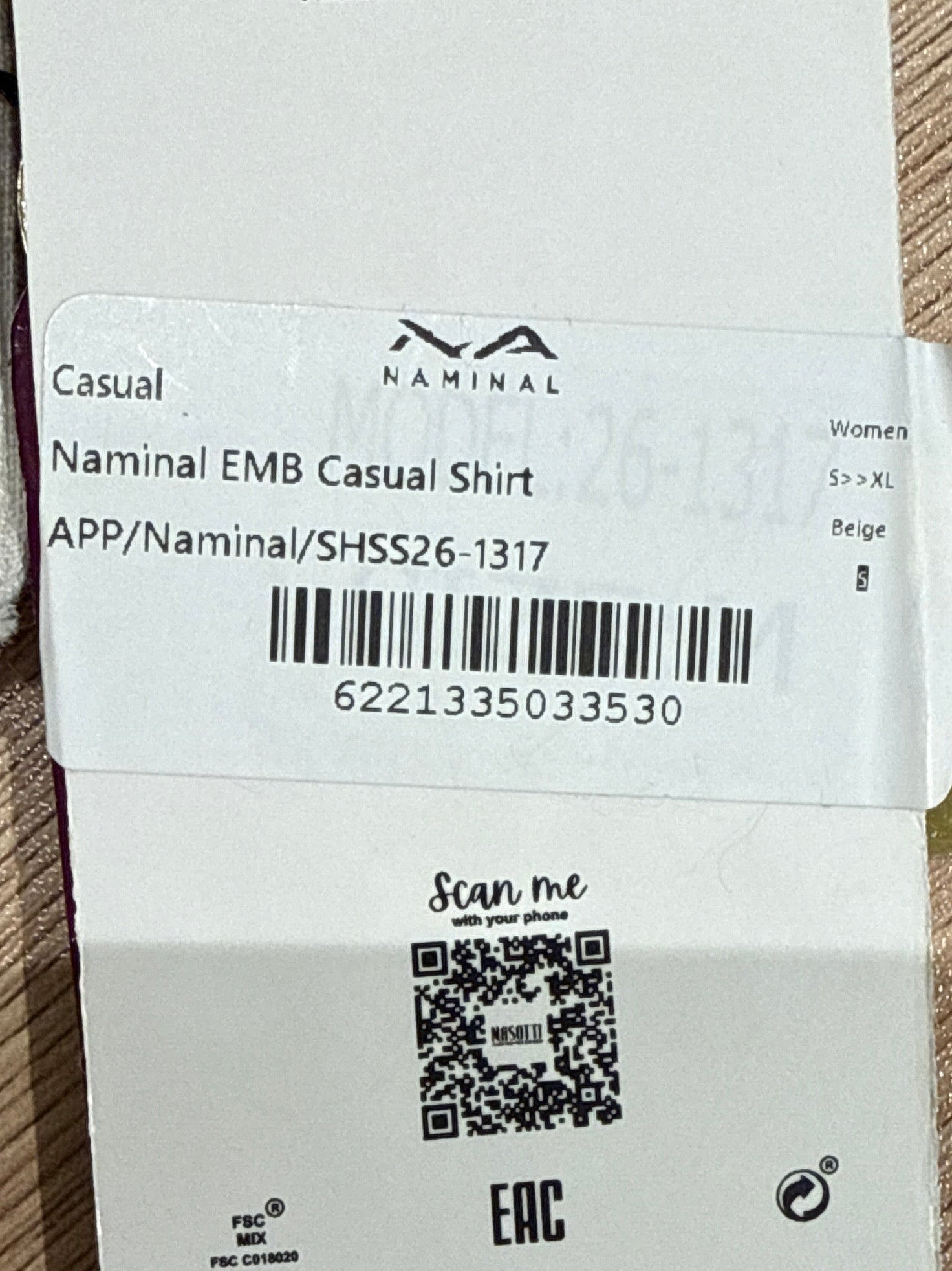 Naminal EMB Casual Shirt (Relax) - Beige