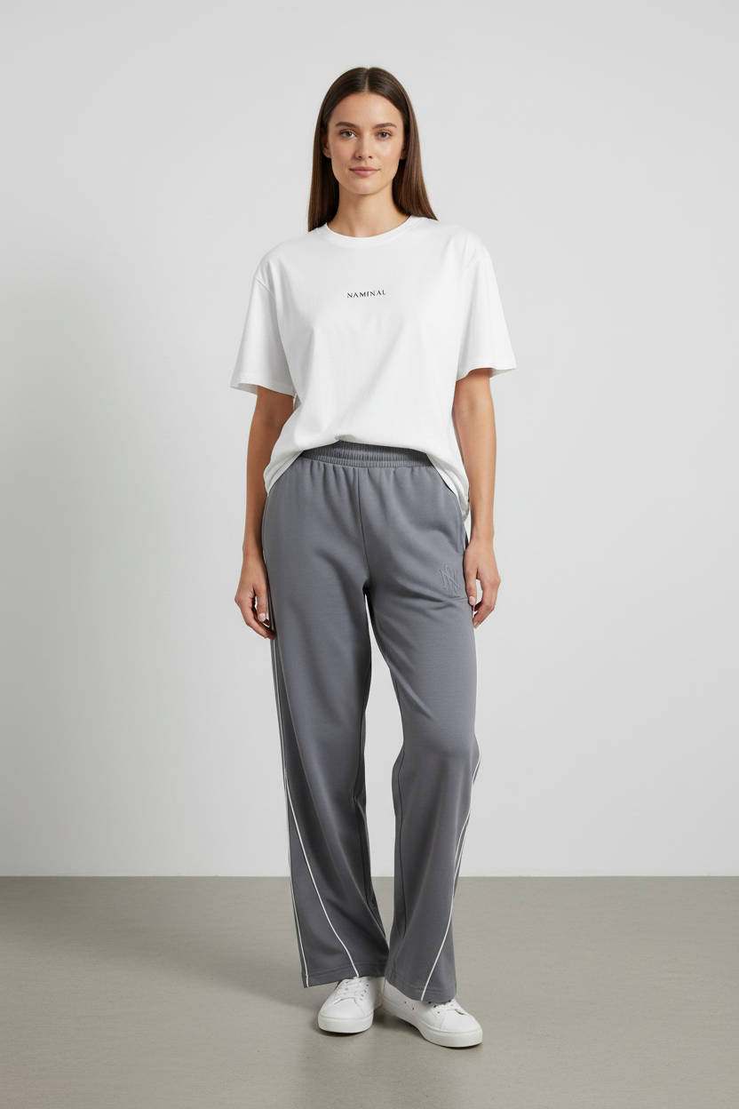 Naminal Basic Casual Pants (Wide Leg) - Grey