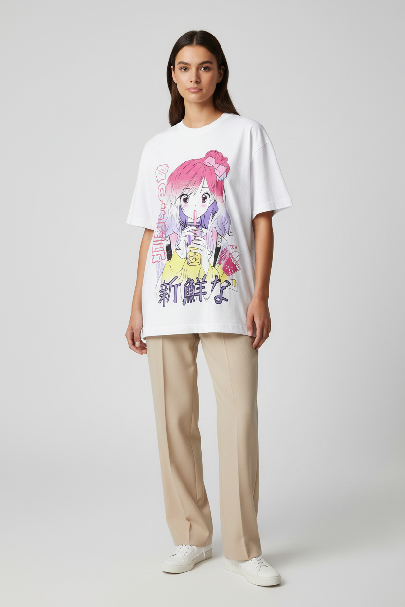 Naminal Graphic R.Neck T-Shirt (Oversize) - White