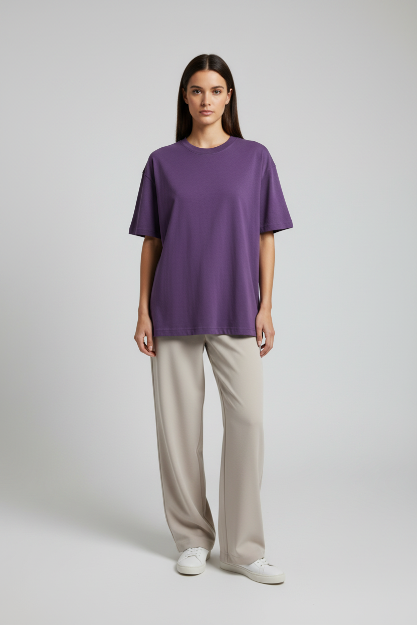 Naminal Basic R.Neck T-Shirt (Oversize) - D.Purple