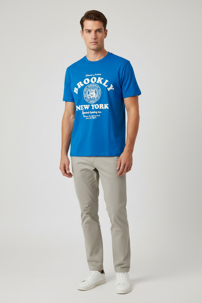 Naminal Print Casual T-Shirt (Regular) - Blue