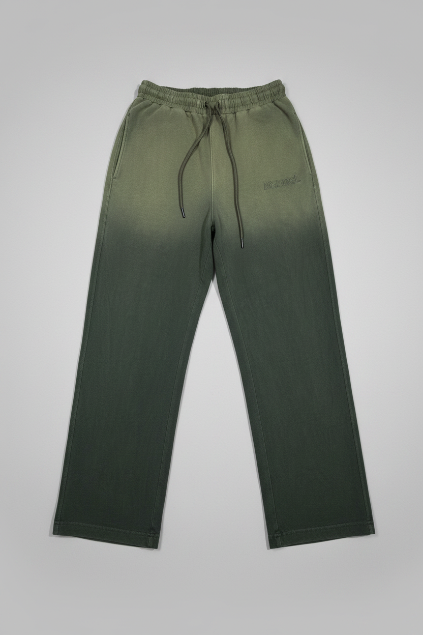 Naminal Acid-Wash Casual Sweatpants (Wide Leg) - Olive