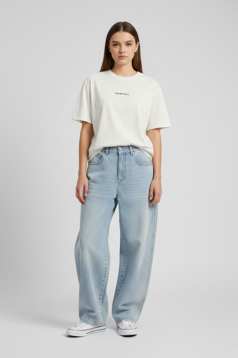 Naminal Denim Casual Pants (Wide Leg) - SkyBlue