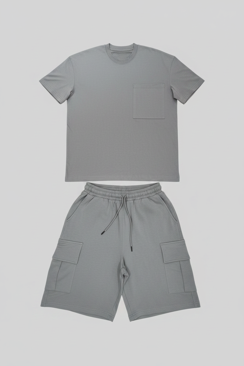 Naminal Print R.Neck Set (Oversize) - Gray
